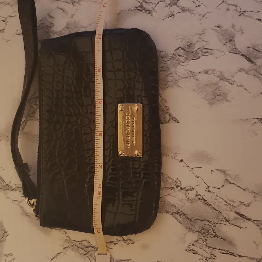 Nine‎ West Black Croc-Pattern Wristlet